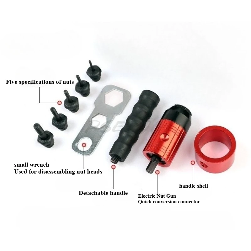 Clutch Type Manual Automatic Nut Gun Tool Pull Mother Gun Head Electric Pneumatic Aluminum Nail Gun Conversion Head