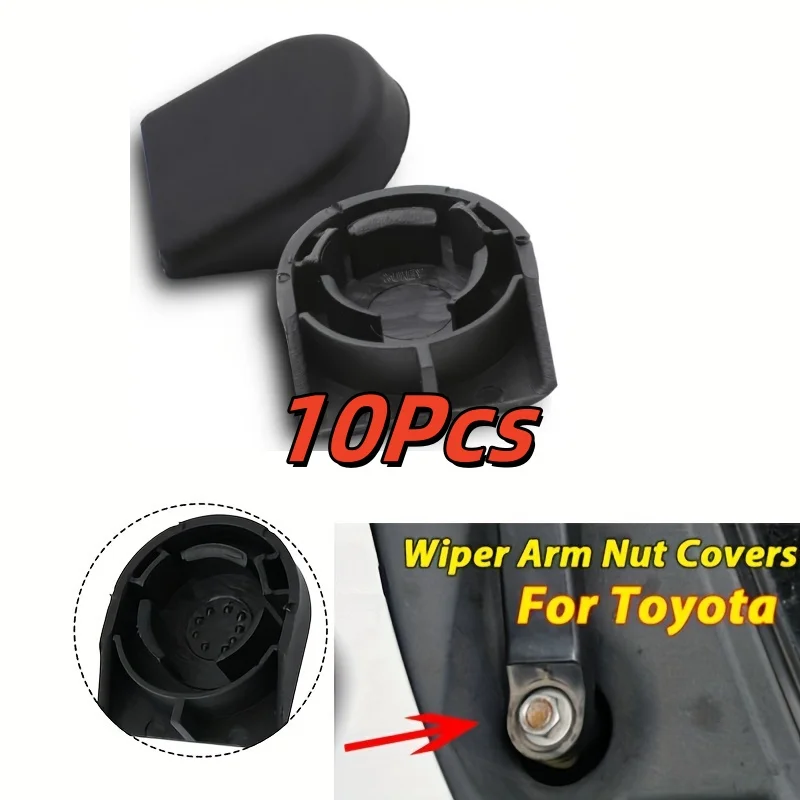 

10pcs For Toyota Yaris Corolla 85292-0F010 Car Wiper Arm Head Nut Cover Caps Black Car Parts Car Replacement Wiper Arm Head Nut