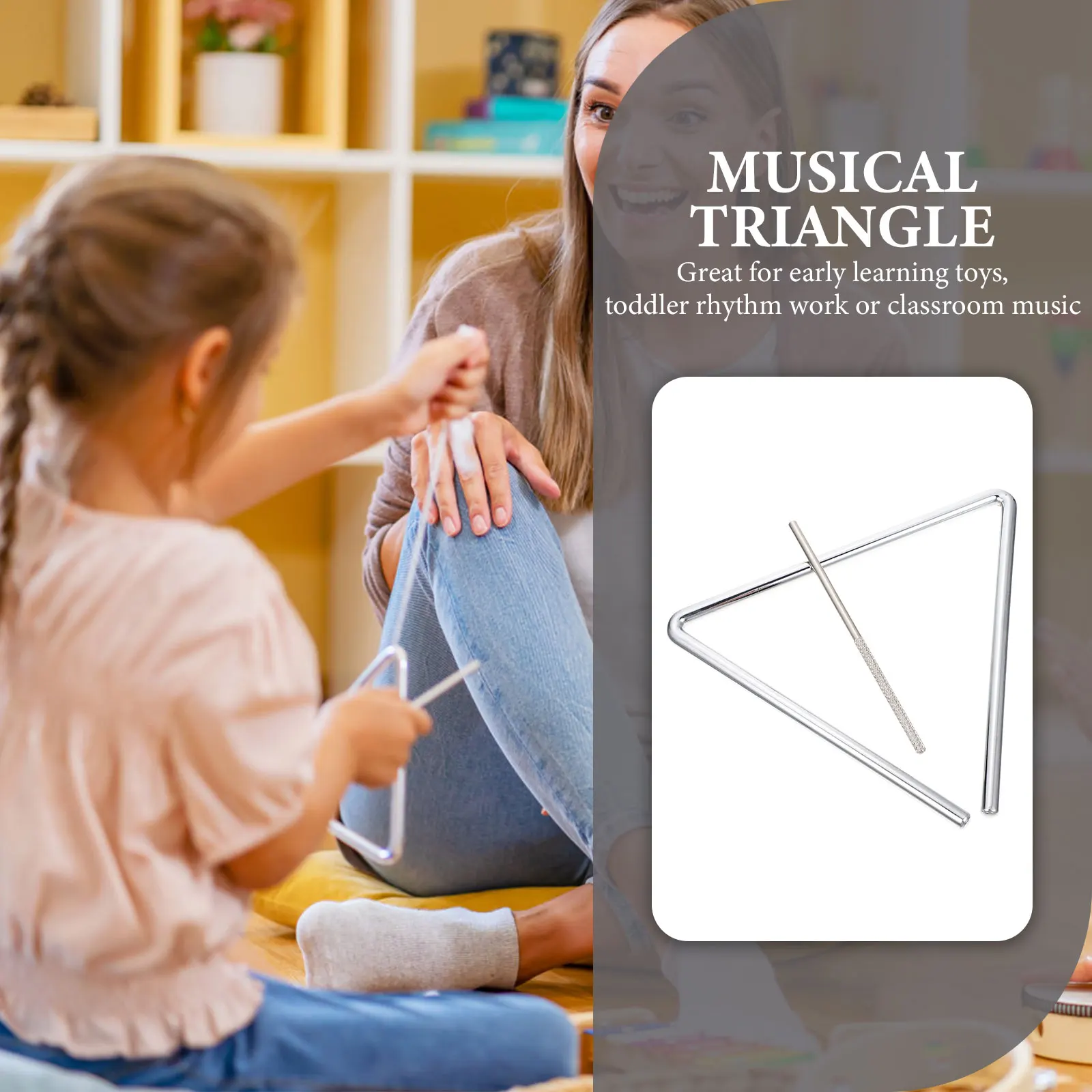 1 set 8 Inch Musical Instruments Kids Metal Percussion Musical Triangle Toys Safe Music Education Birthday Gifts