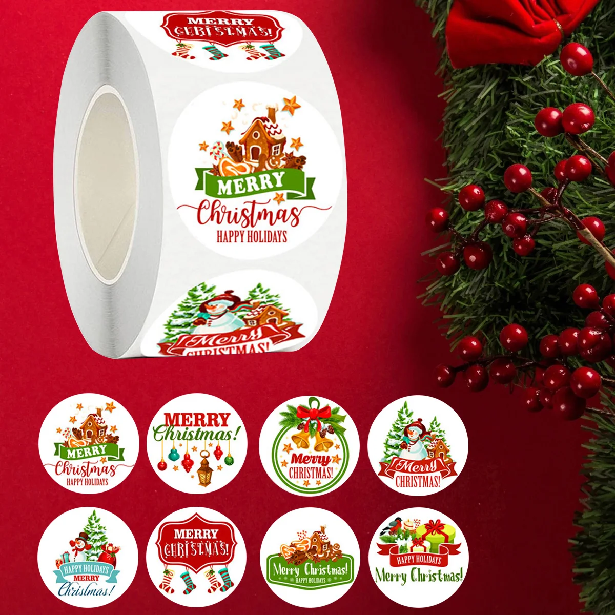 Christmas Santa Claus Round Stickers Navidad Natal Noel Snowman Stickers Merry Christmas Decorations For Home 2024 New Year 2025