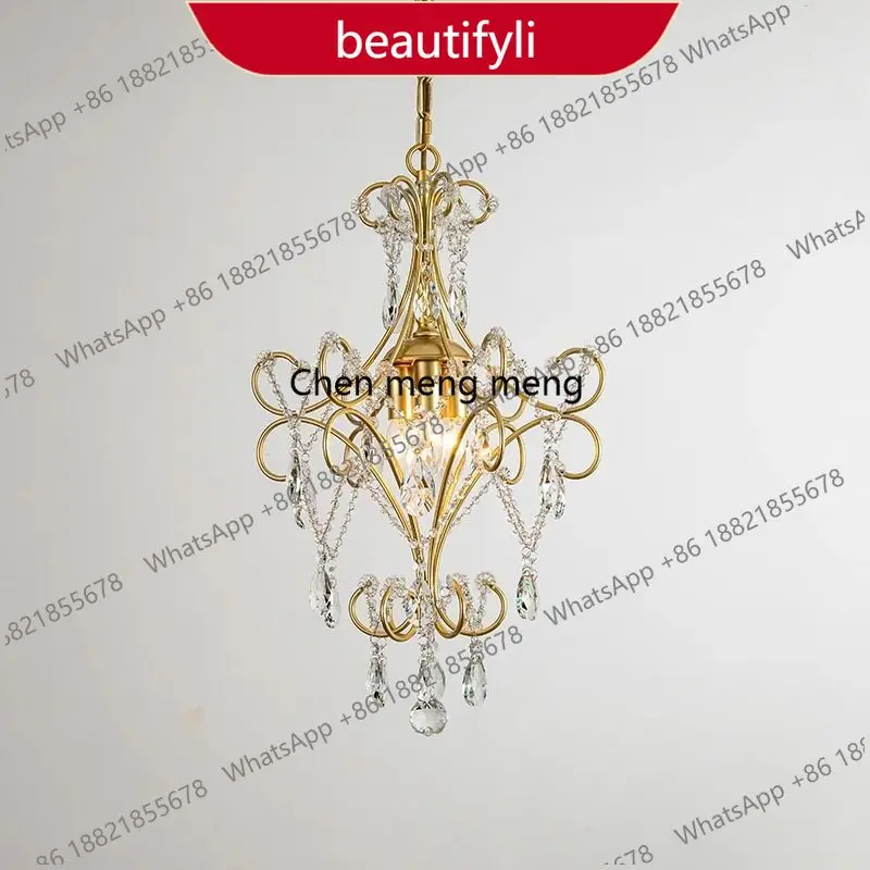 

01A Crystal Chandelier American Light Luxury Bedroom Dining Light Golden Creative French Corridor Entrance Lighting