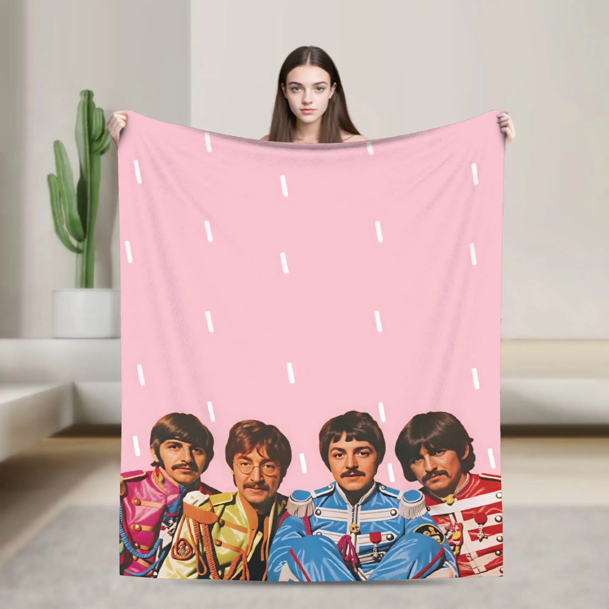 Beatled Music Flannel Blanket Winter  Super Warm Throw Blanket for Boy Girl Outdoor Comfortable Bedspread Sofa Bed Cover