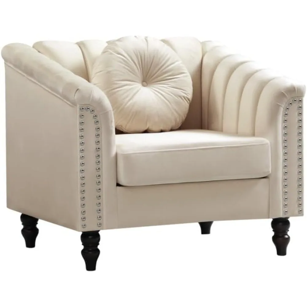 

Living Room Sofas, Accent Chair Single Couch Chair Style Button Tufted, Scroll Arms Nailhead for Living Room Office Apartment
