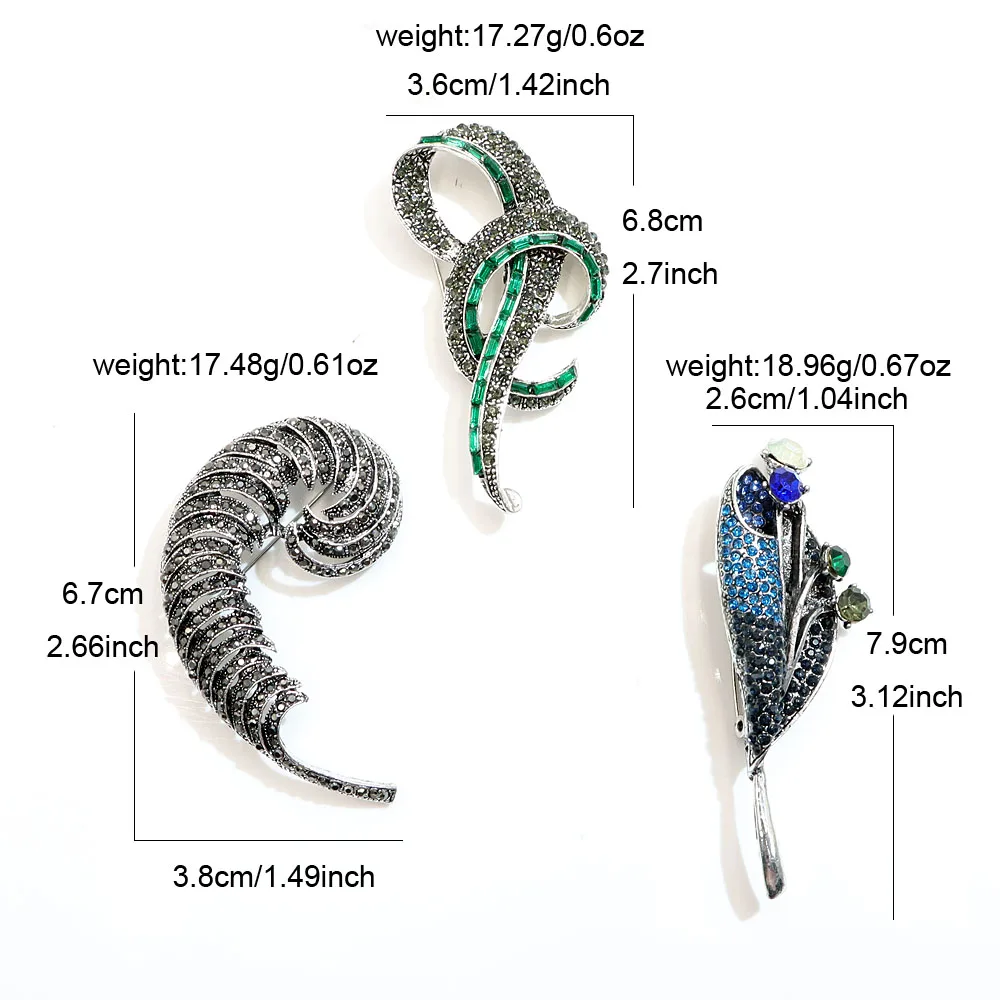 CINDY XIANG Rhinestone Feather Bow Flower Brooch Vintage Fashion Elegant Women Pin New Arrival 2024