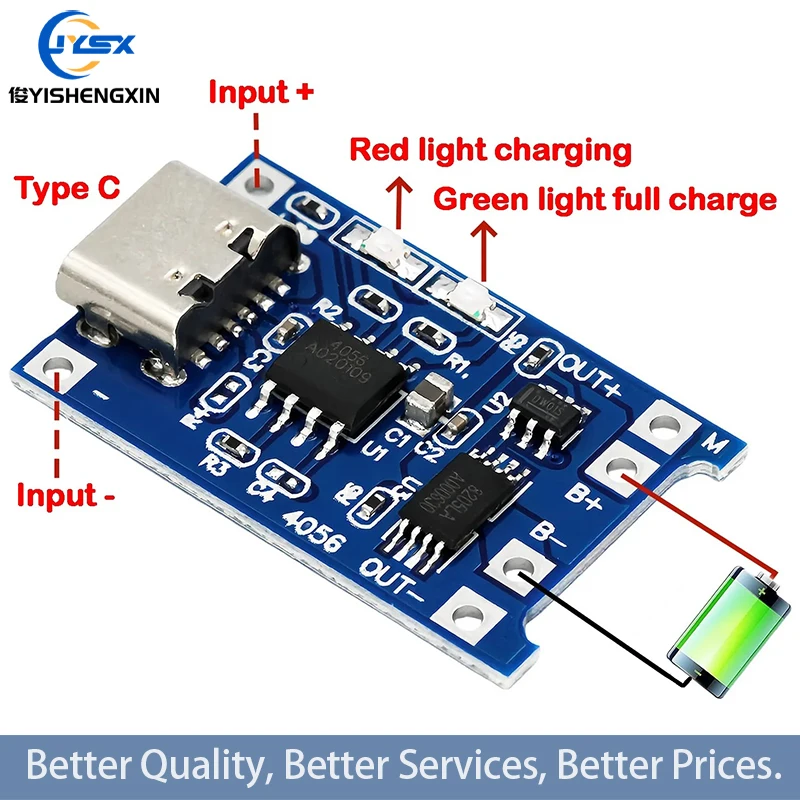 5/10/20pcs Type-c/Micro/Mini USB 5V 1A 18650 TP4056 Lithium Battery Charger Module Charging Board With Protection Dual Functions