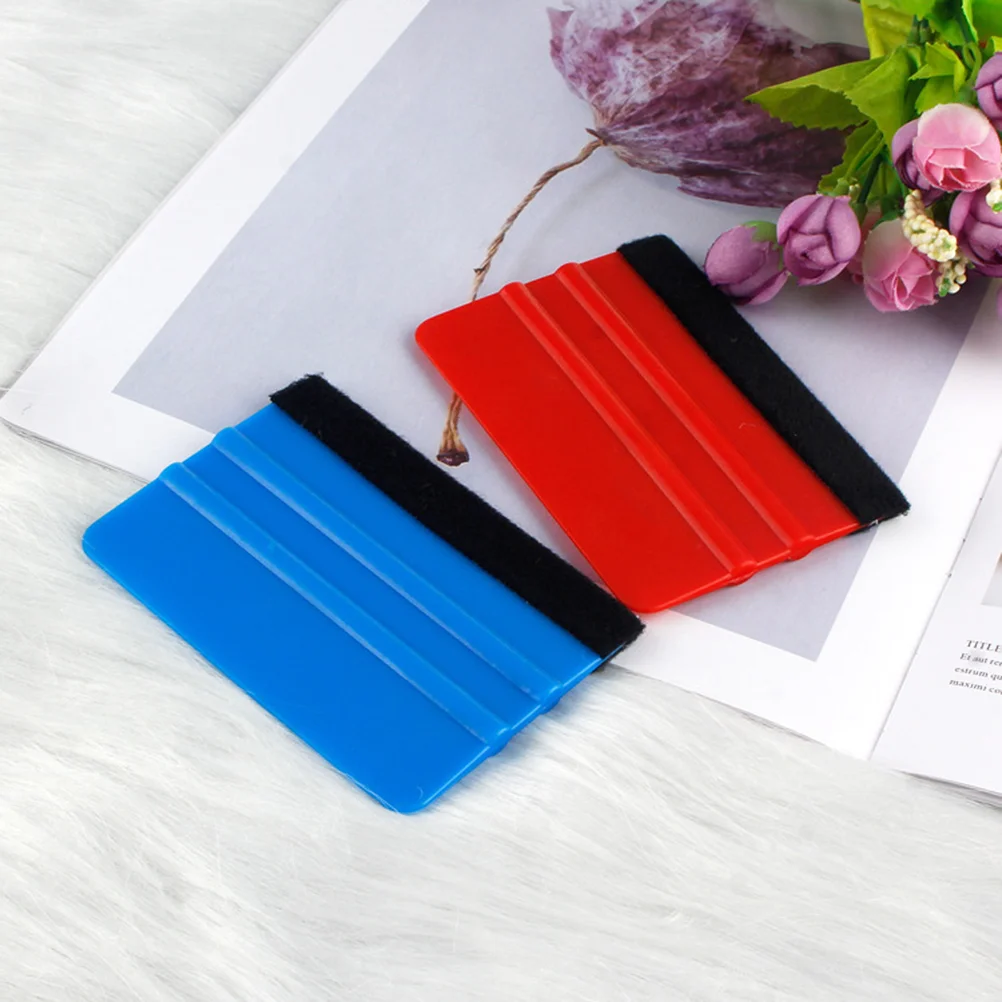 5pcs Plastic Felt Squeegee Auto Car Window Film Decal Scraper Applying Tool Car Gadget for Car Auto Automobile (Blue)