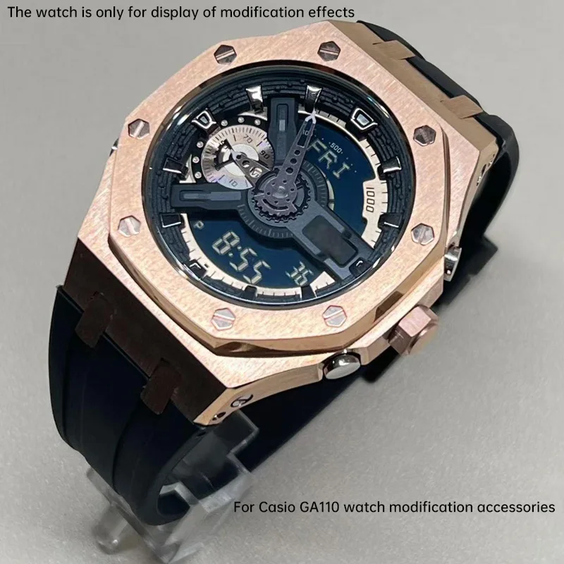 لساعة كاسيو جي شوك الذهب الأسود GA-110/100GB المحارب الأسود المعدلة من رويال أوك إكسسوارات ساعة بإبزيم على شكل فراشة للرجال مع حافظة