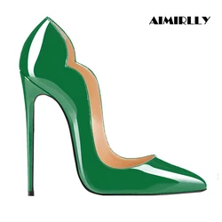 Women Pointed Toe High Heel Pumps Stiletto Scalloped Edge Party Wedding Dress Shoes