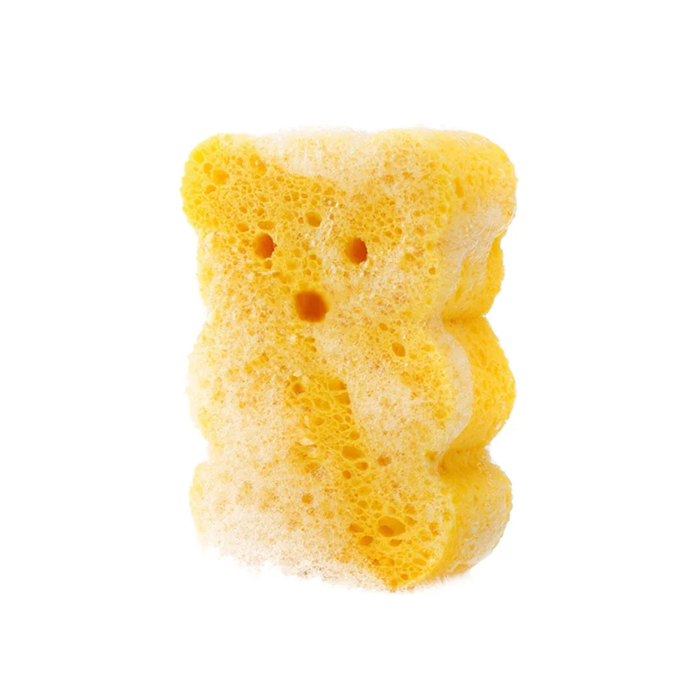 إسفنجة حمام للأطفال على شكل دب إسفنجة لب الخشب الطبيعي الناعمة المرنة للبشرة الحساسة للاستحمام المريح #4