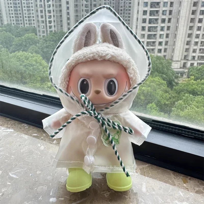 

For 15/17cm Labubu Raincoat Doll Clothes Heartbeat Macaron Outfits Labubu Accessories