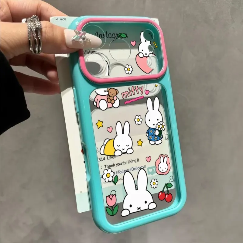 Cute Cartoon Miffy For iPhone 18 17 16 15 14 Plus 13 12 Pro Max Phone Case Candy Color Clear Shockproof Soft Cover