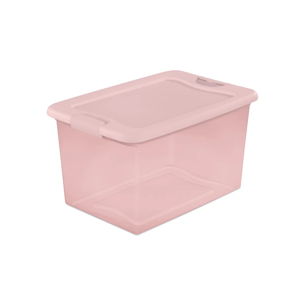 Sterilite 64 Qt. Latching Box Plastic, Blush Pink Tint, Set of 6 Storage  Organizer