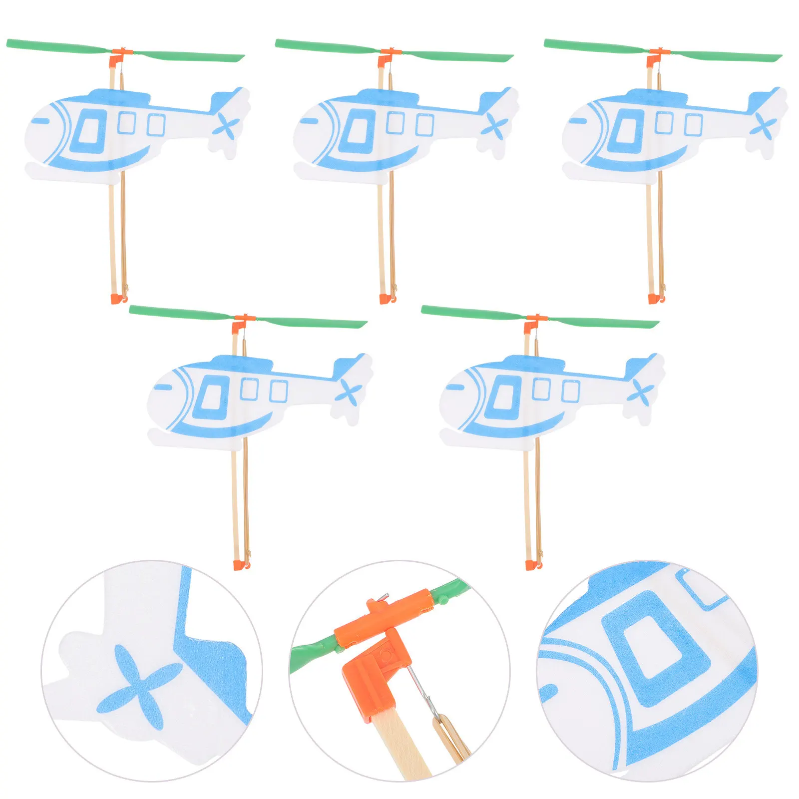 

5Pcs Rubberband Powered Helicopter Glider Kit for Kids Educational Stem Activity Parent Child Assembly Outdoor Flying Aircraft