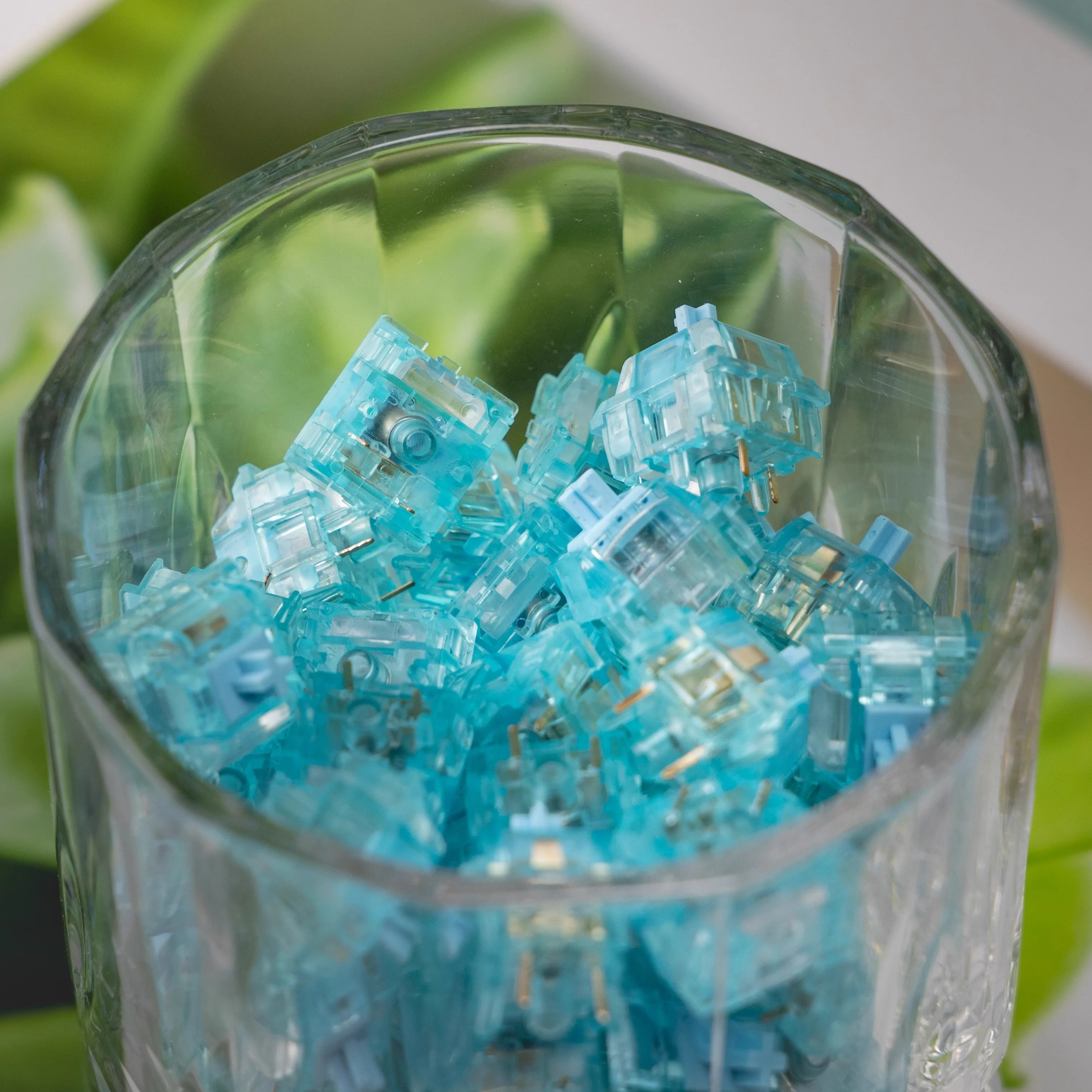 OFF STUDIO Blue Tear Mechanical Keyboard Silent Linear Switch KTT Transparent PC 43gf Acutation 18mm Spring