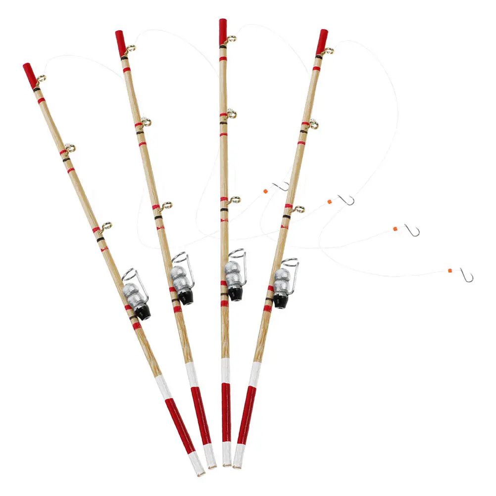 4Pcs Miniature Fishing Equipment Set Wooden Mini Fishing Rods for Dollhouse Decor Simulation Scene Accessories