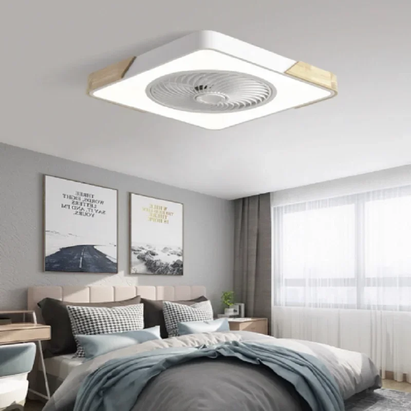 Modern Bedroom Office Ceiling Fan Lamp Simple Ultra-thin Ceiling Fan Lamp White Square Ceiling Fan With Lighting