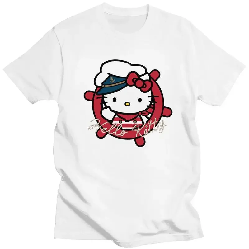 

Short Sleeve Tops Hello Kitty Nautical Sailor T Shirt Men 100% Cotton Tee Tops Tshirts Short-Sleeve Summer T-shirt Clothes
