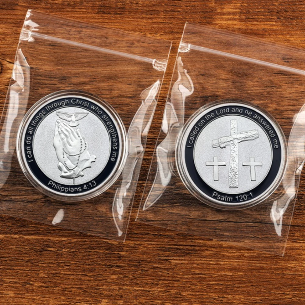 Through Christian Who Strengthens Collection Coin Doves of Peace Rodstaff Prayer Silvery Plated Souvenirs Coins