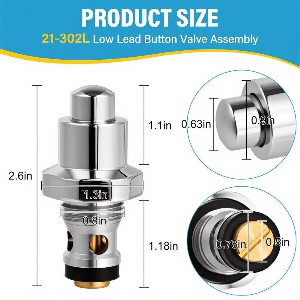 21-302L Button Valve Assembly Compatible with For Krowne Faucet For Pre-Rinse Spray Heads Quick Installation Design