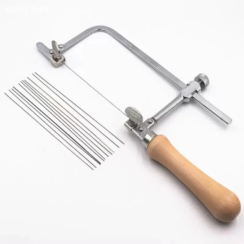 AnswerMini Coping Saw With Wooden Handle Extra Cutting Blades Adjustable Metal Frame DIY Craft Cutting Hand Tools