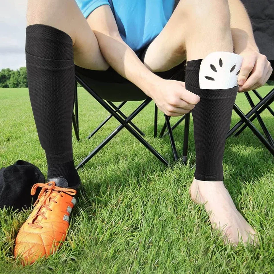 1Pair S-XL Shin Guard Sleeves EVA Foam Compression Sleeves Football Leg Sleeves Sports Soccer Youth Calf Support Men Kids Adult