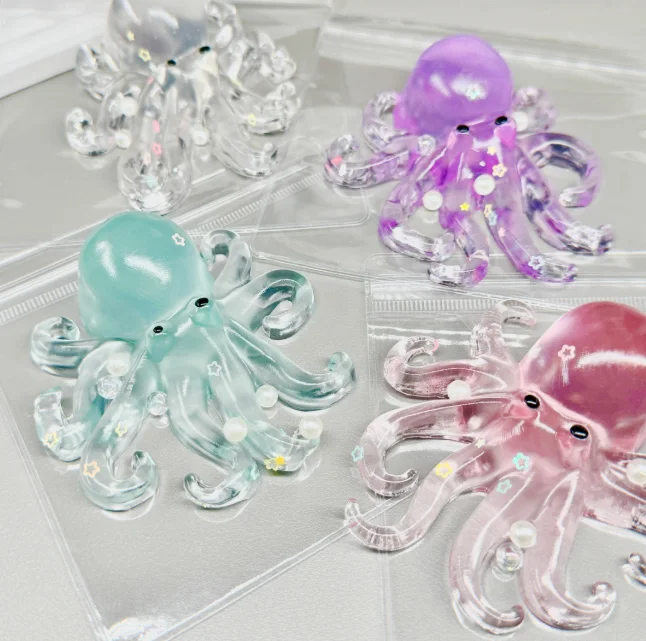 Transparent Pearl Octopus Pinch Music Ocean Wind Sparkling Pink Star Stress Relief Toy