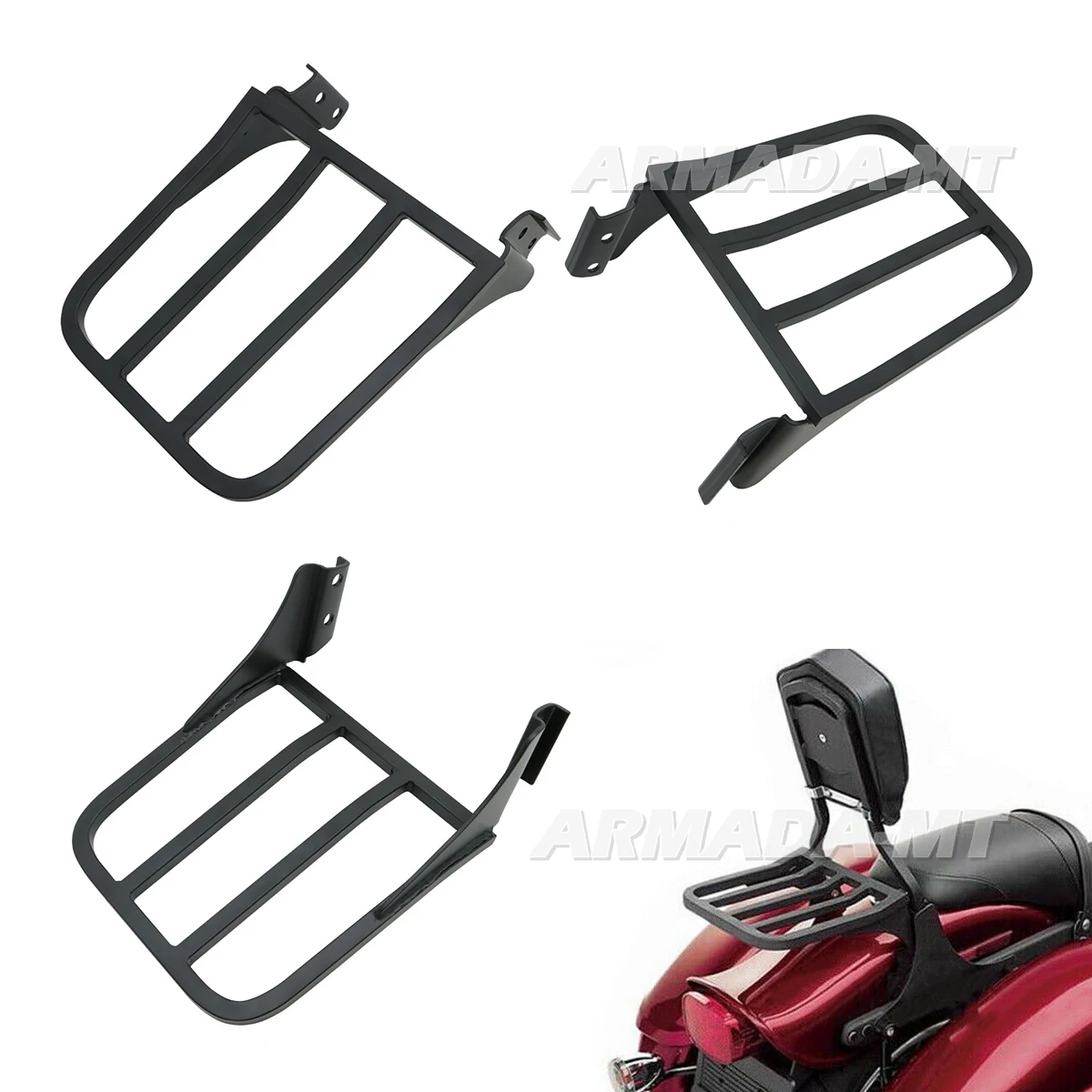 Motorcycle Rear Sissy Bar Backrest Luggage Rack For Harley Sportster XL883 1200 04-17 Softail 84-05 Dyna FLST FLSTC LSTSC 06-17