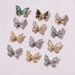 1PCS Of Nail Art Butterfly Jewelry New Zircon 3D Nail Art Ornaments Luxury Zircon Pendant simulation design nail art accessorie