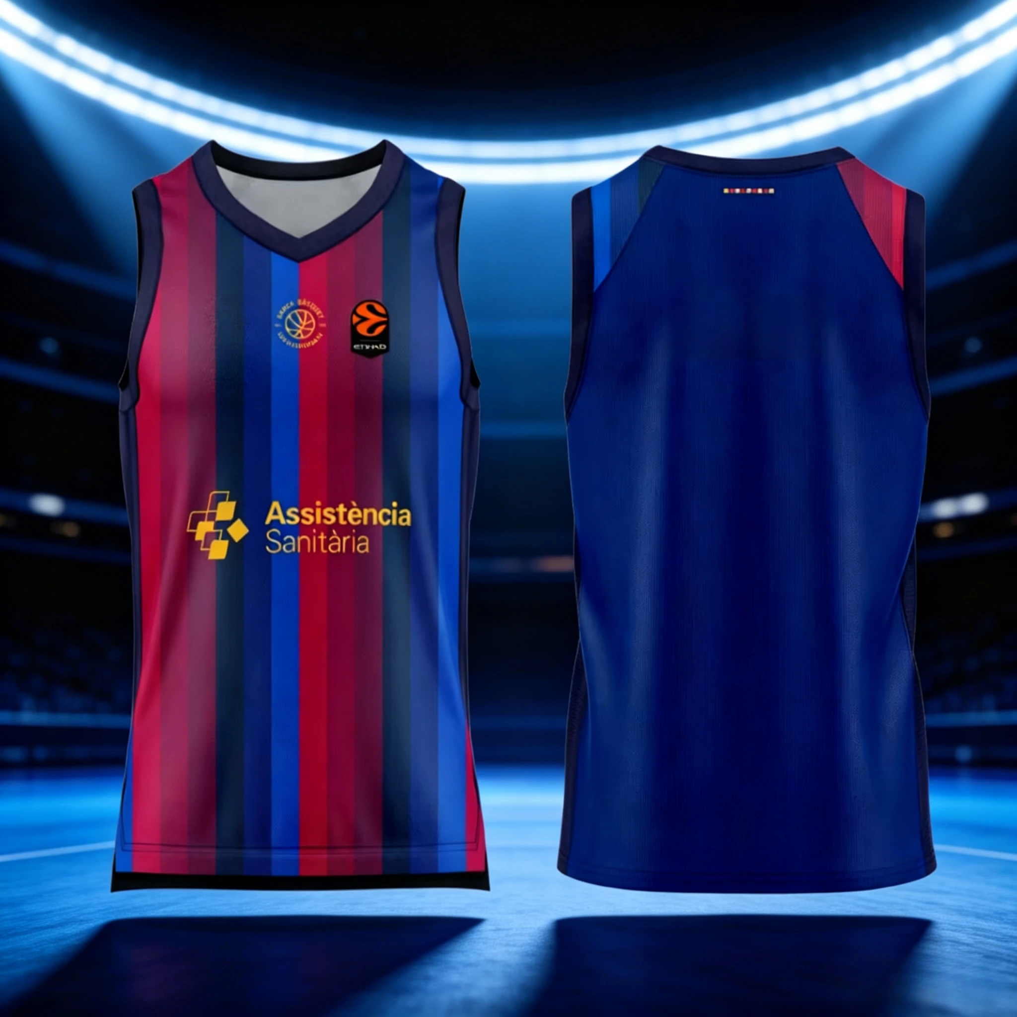 Barcelona Family Basketball Vest for 2026-27 Season 3D Printed Sleeveless Vest Street Basketball Fan T-shirt Family Matching