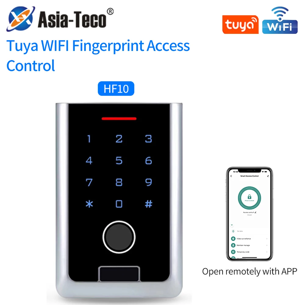 

Outdoor Waterproof Zinc Metal Door Opener Keyboard Tuya Wifi Fingerprint Access Control Keypad RFID with Door Contact WG26-44 56