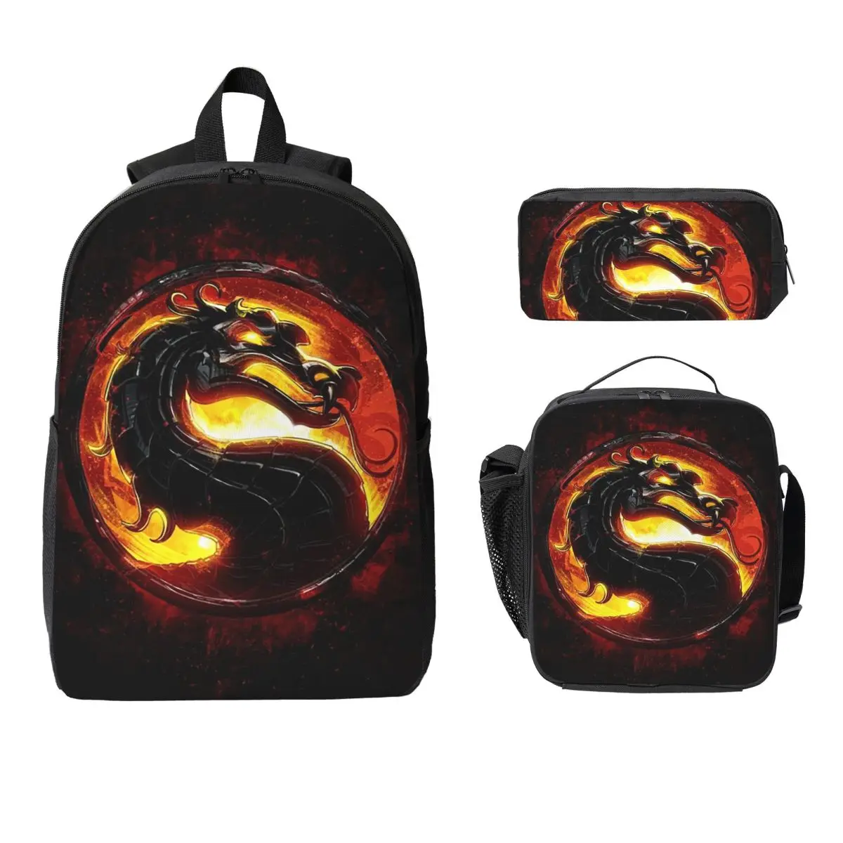 

Mortal Kombat Backpack Student BookBag School Bag Laptop Shoulder Bags 3ps Insulated Lunch Bag Pencil Case