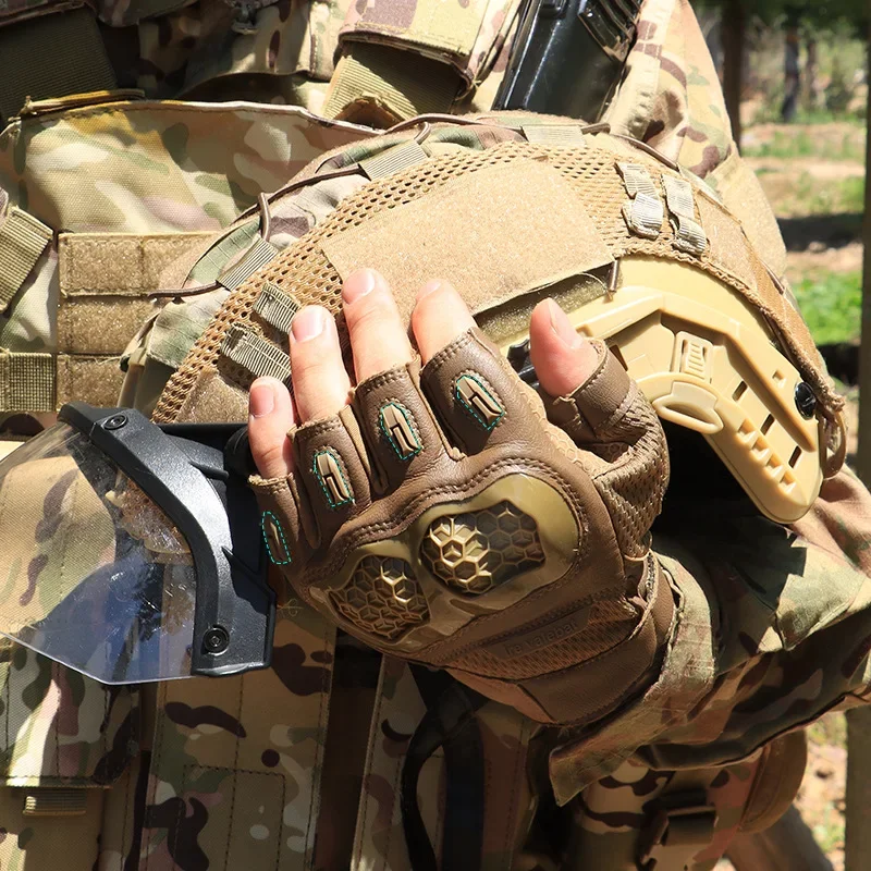 Half finger tactical gloves special forces fitness sports training outdoor male military fans non-slip mountaineering wear-resis