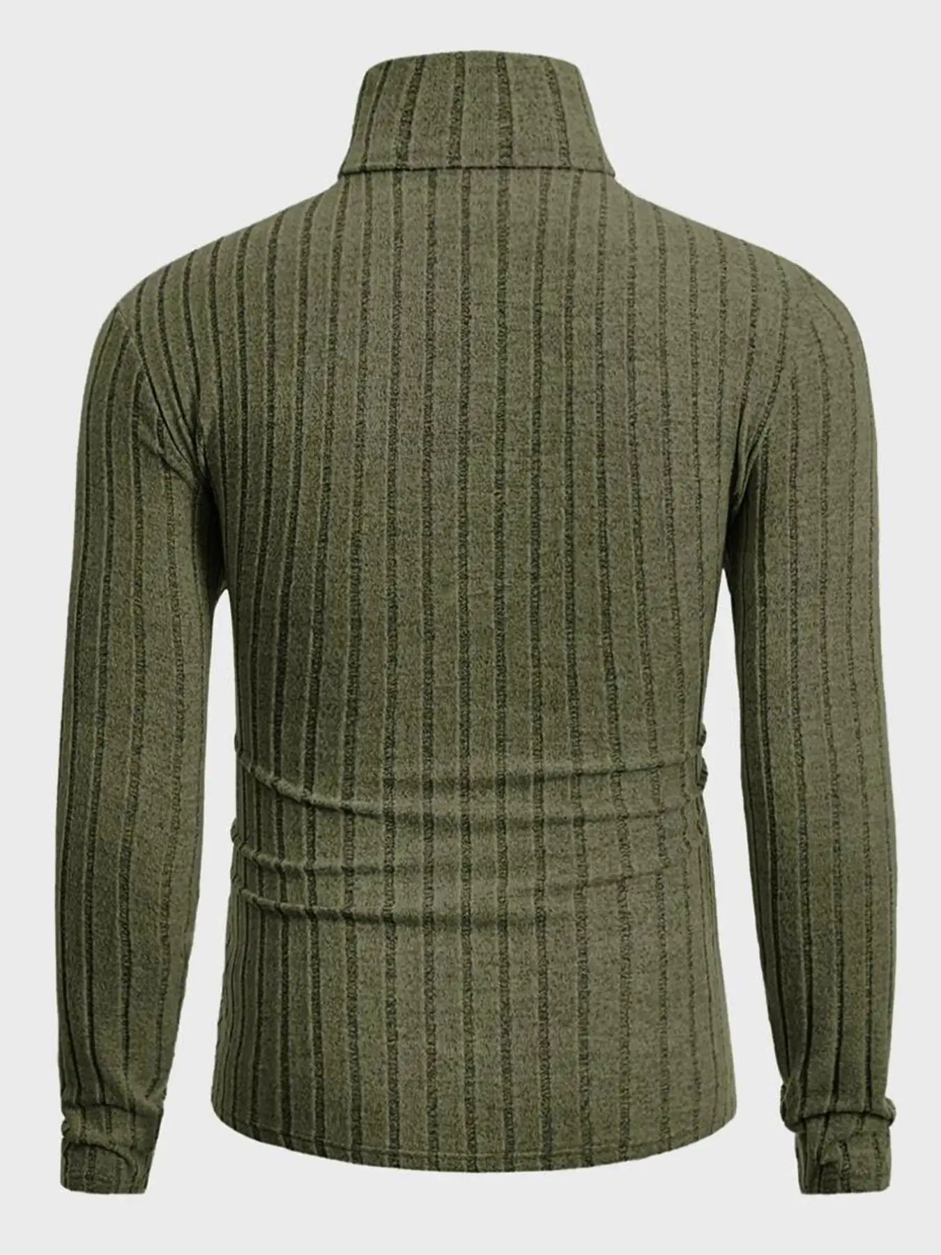 Herren Rollkragenpullover mit Langen Ärmeln, Vertikal Gestreift, Schlanke Passform, Gerippter Strickpullover, Lässiger Stretch-Unterzieher – Detail 21