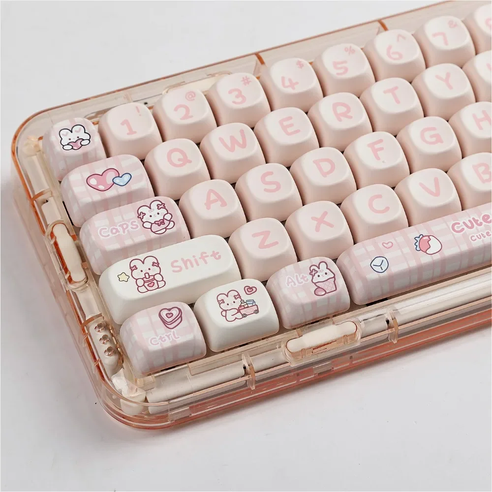 Snack Coelho Keycaps, Teclado Mecânico Rosa, Moa Keycaps, Wooting Material PBT para HI75, 68, 98, 99, 104, Switches MX