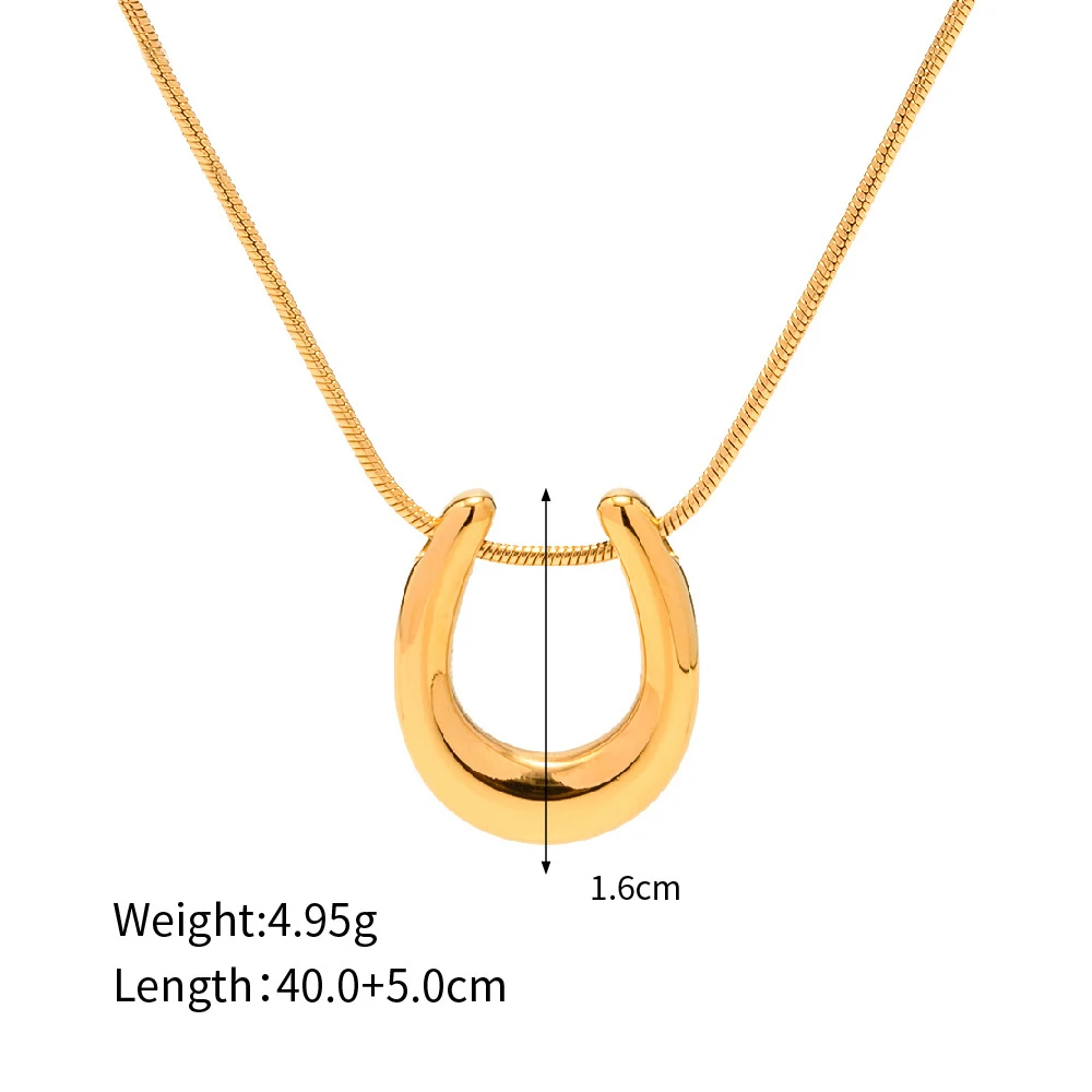 Yori Stainless Steel Chain U-Shaped Pendant Necklace Waterproof Trendy Necklace 18 K Metal Collar ожерелье Gift