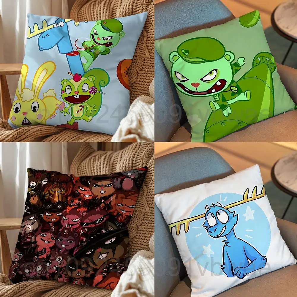 Animated Short HTF Lumpy Happy Tree Friends Pillow Case cover Nap Time  Sofa Living home Room Bedroom Backrest Cushion Square