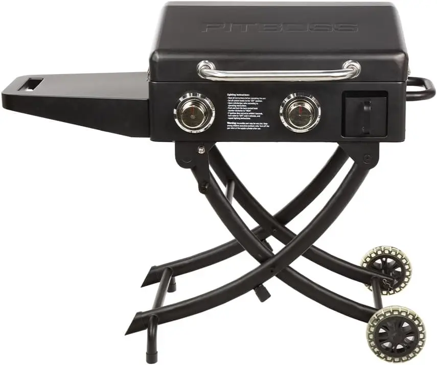 2  Gas Griddle, 2 Burner with Folding Legs, Black