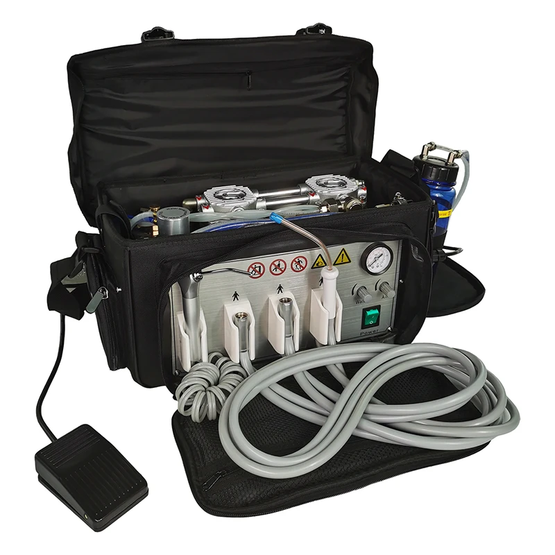 Portable Dental Unit Backpack Air Turbine Unit With Air Compressor 3 Way Syringe Suction 2/4 Holes Mobile Dental Unit  Equipment