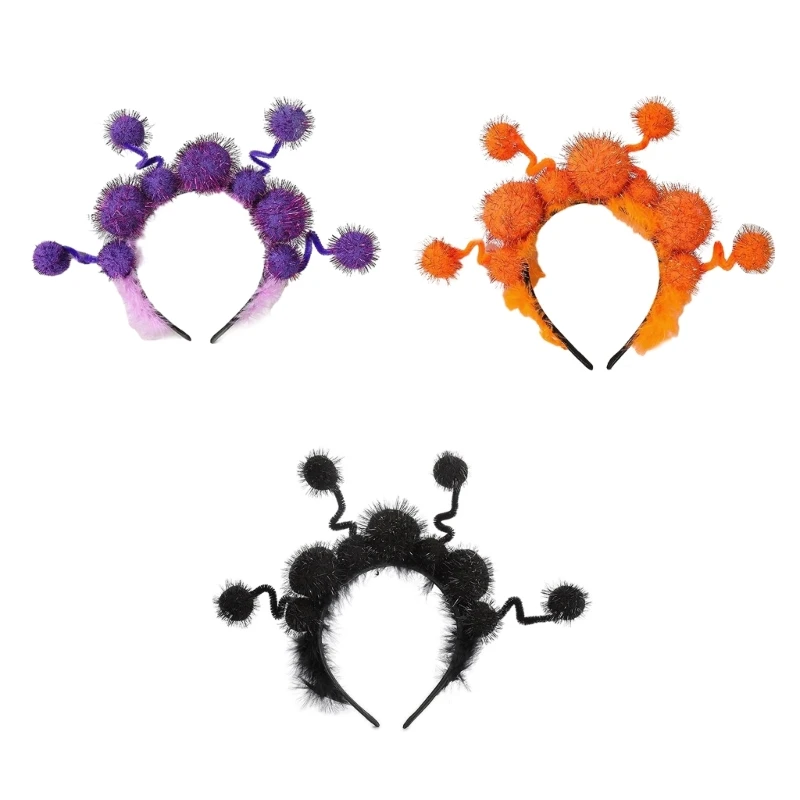 

Tinsels Pompoms Shape Hair Hoop Photoshoots Hair Holder Halloween Cosplay Party Costume Headwear for Children Women T8NB