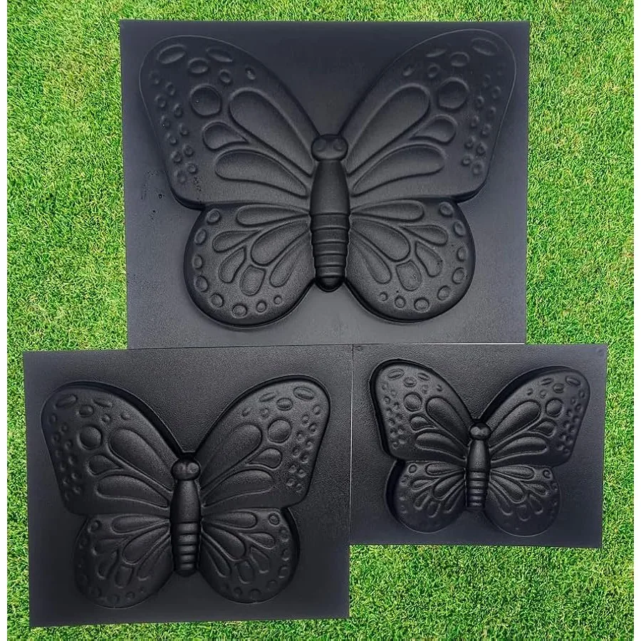 3 pcs Butterfly Stepping Stone Molds Paving DIY Stepping Stone Mold - Casting Pathmaker Garden Pathmate Pavement Precast Concre