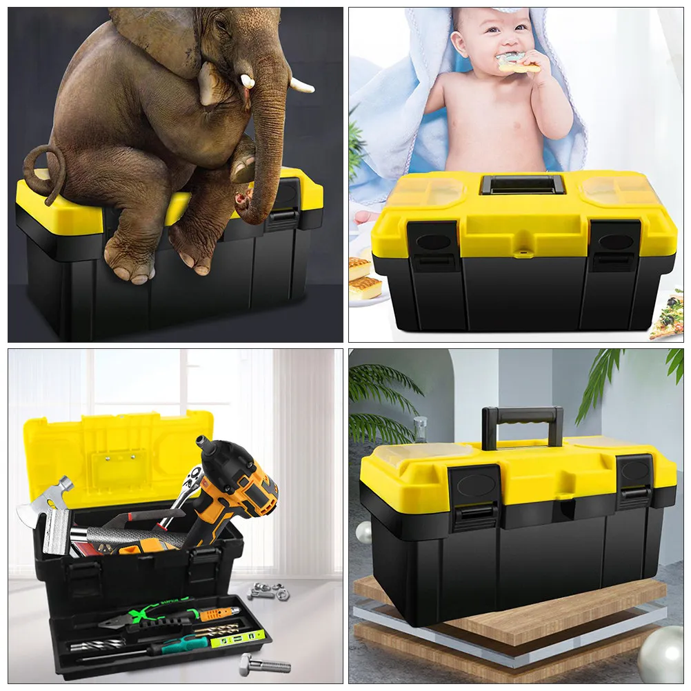 

1 шт. Прочный пластиковый органайзер для инструментов, вместительный переносной ящик для хранения инструментов с удобными защелками для мастерской, дома, гаража