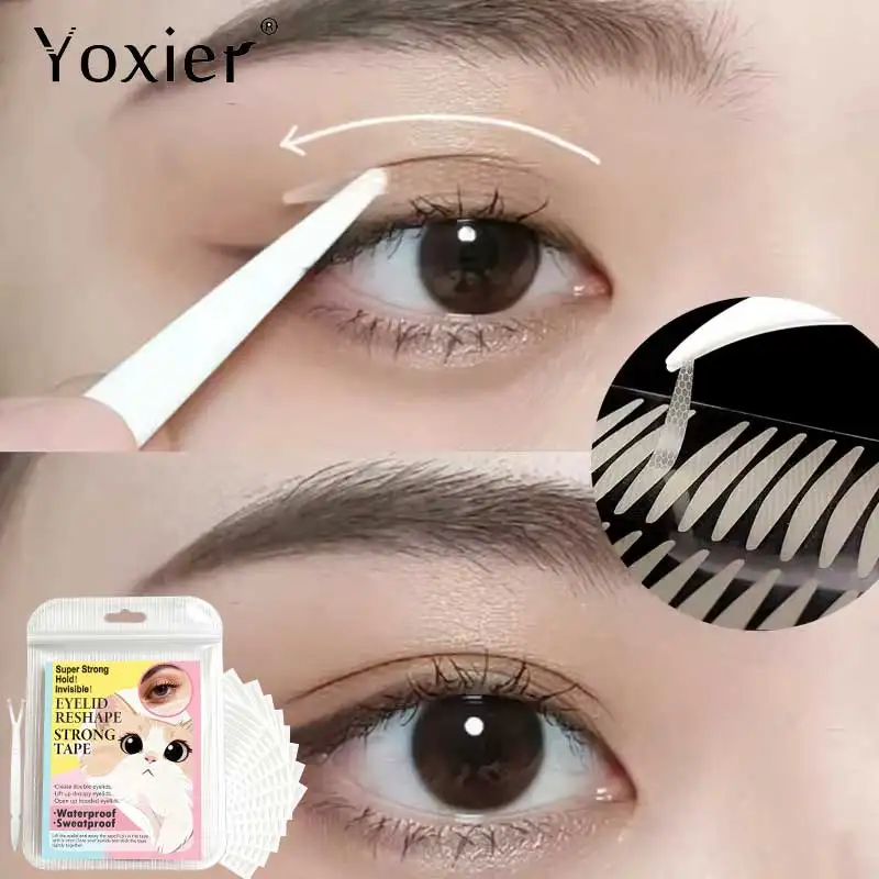Adesivi per palpebre invisibili Adesivi per palpebre in pizzo a lunga durata impermeabili ultra-sottili beige trasparenti per occhi grandi naturali