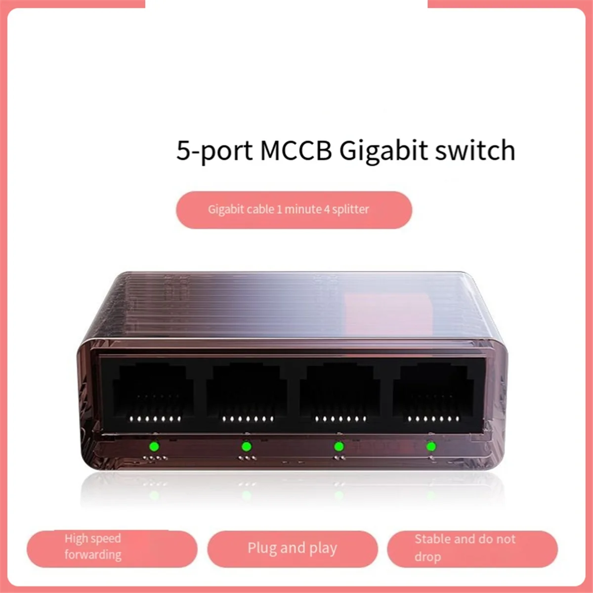 Gigabit Network Cable 1 to 4 Splitter 5-Port Plastic Shell Gigabit Four-Port Network Switch 1 in 4 Out