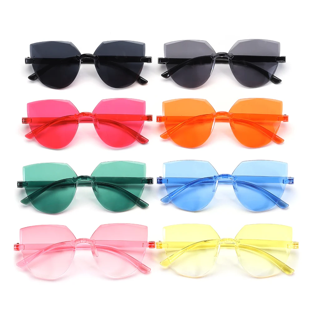 

Party Favor Sunglasses for Women Cat Eye Sunglasses Candy Color Transparent Rimless Eyewear Retro Trendy Streetwear Accessories