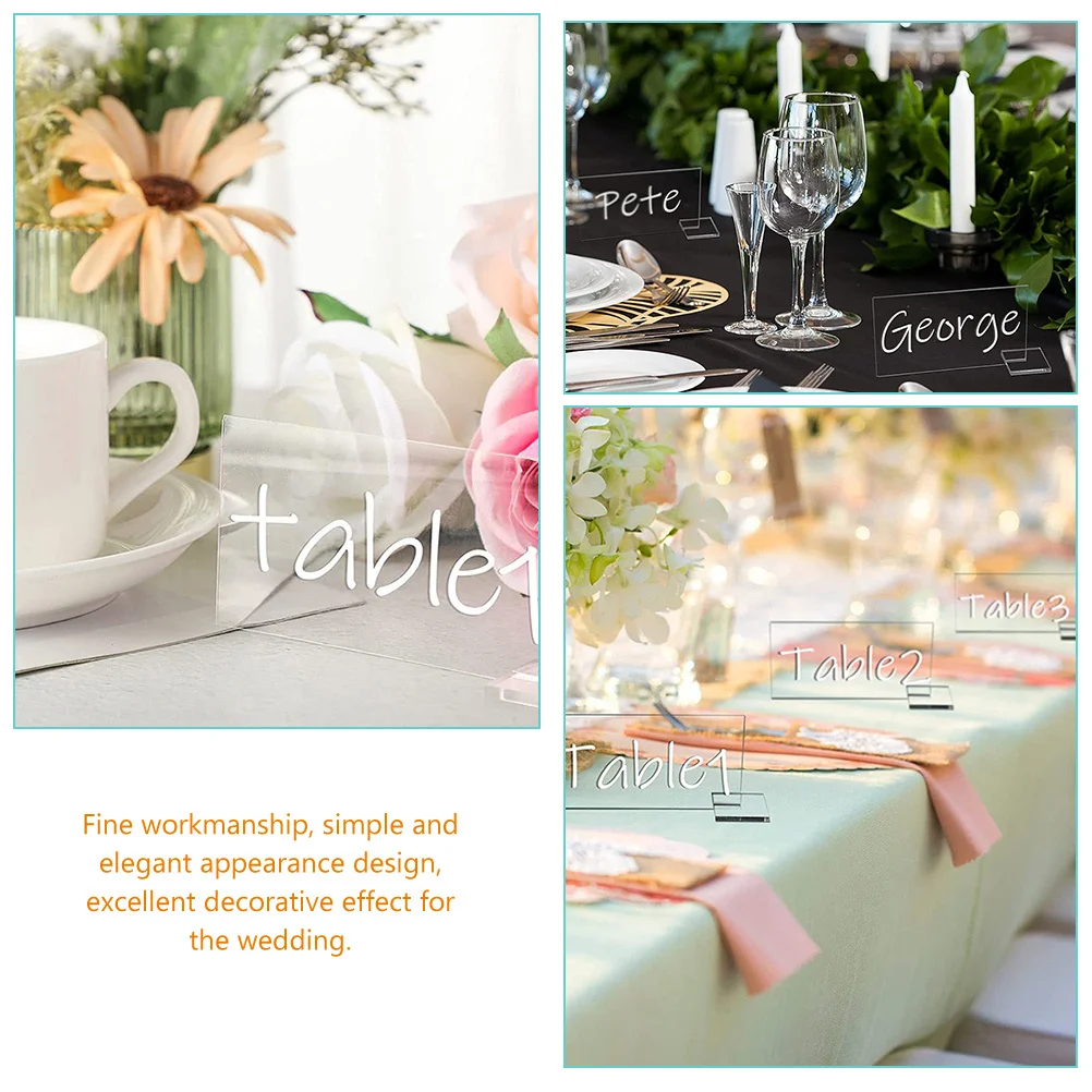 

12Pcs Acrylic Number Table Signs Clear Wedding Table Reserved Seats Sign Holders Blank for Banquet Party Acrylic Signs
