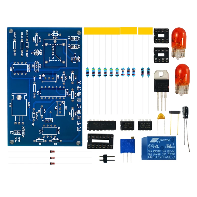 Imagem -05 - Interruptor do Farol Automotivo Circuito Soldagem Kit Eletrônico Peças Montagem Faça Você Mesmo Controle Luz Solar Kit Faça Você Mesmo Eletrônico