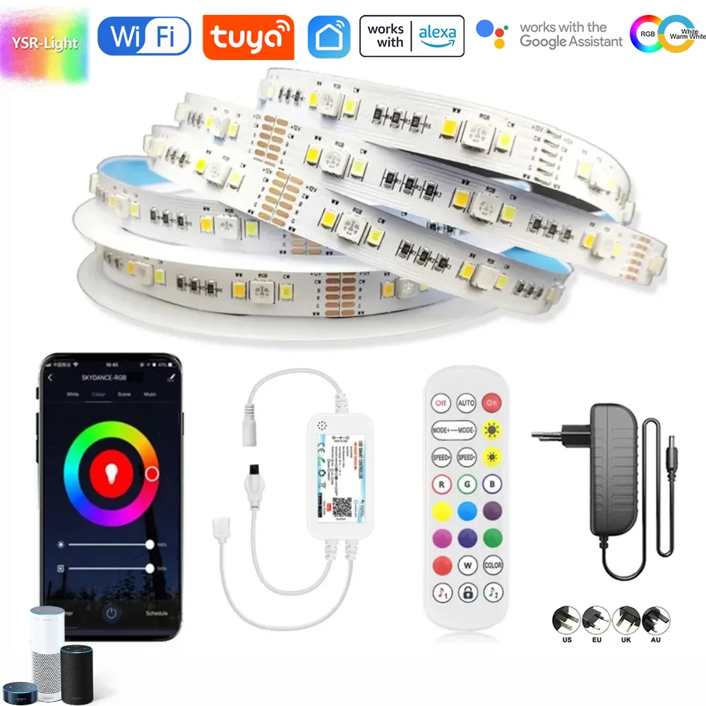 

TUYA Wifi DC12V 5050 RGBCCT Led Lights Strip Smart Life Controller Dimmer Power Kit IR Remote/APP Voice Control For Alexa Google