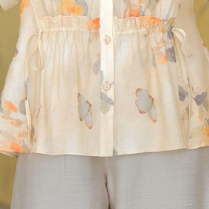 Retro Fashion Shirt Summer Clothes New Chinese Style Summer Slim Short-sleeved Fashionable Shirt Versatile Elegant Top