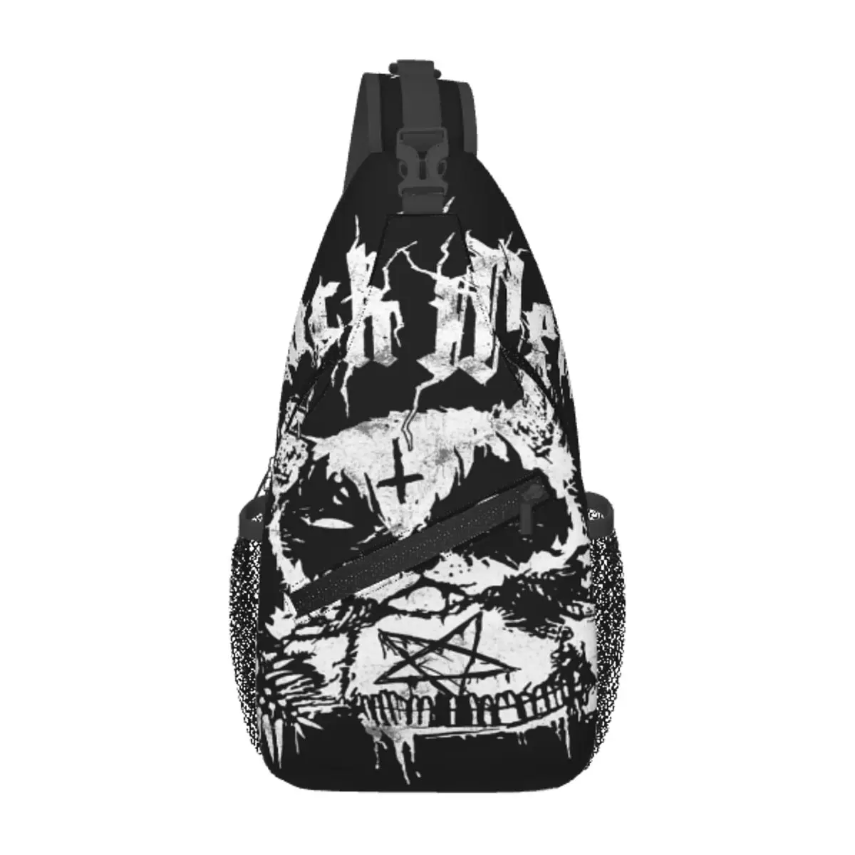 

Grim Corpse Paint Raccoon Chest Bag Retro Portable Daily Cross chest bag Customizable