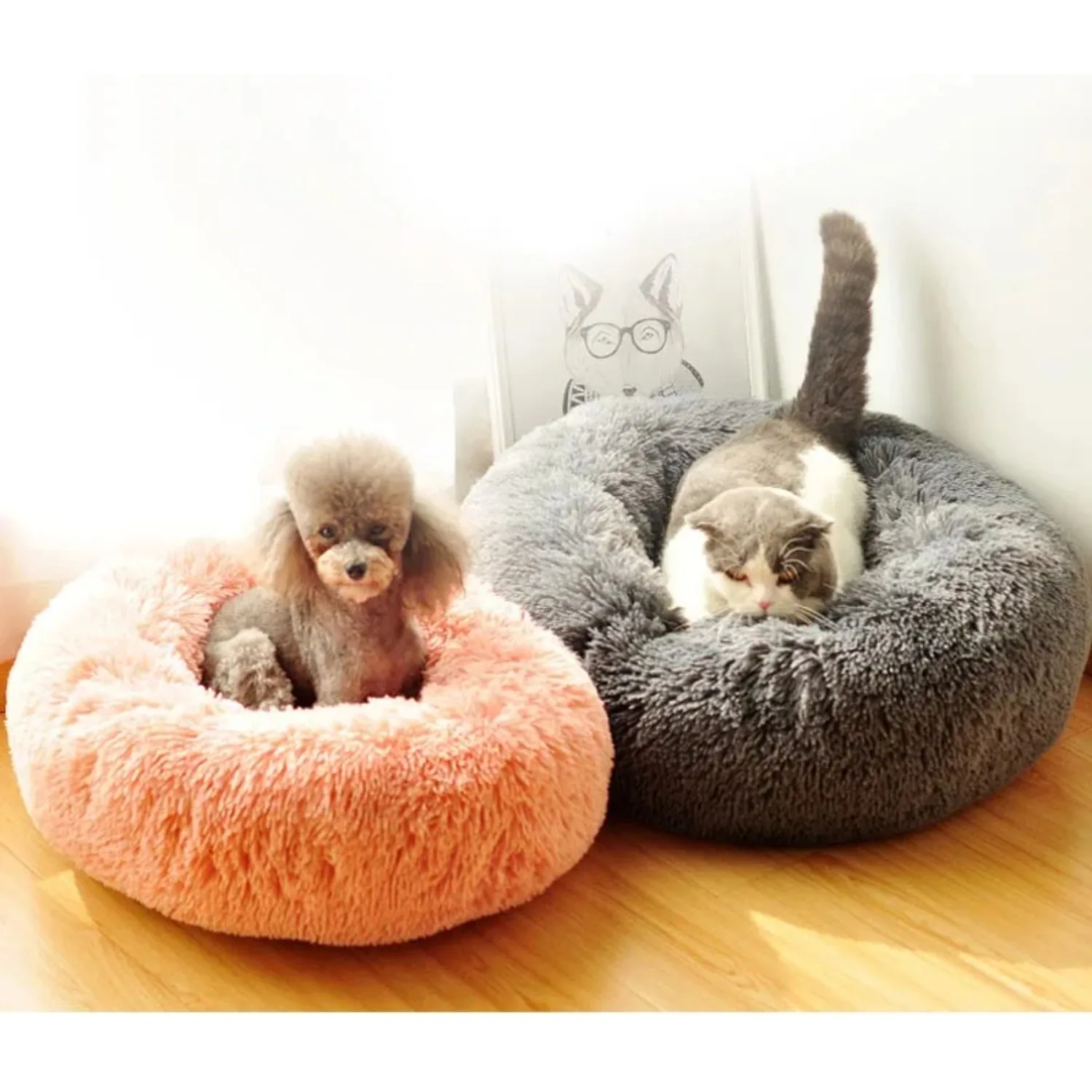 Doghouse Soft Comfortable and Machine Washable Cat Sleep Nest Sofa Round Long Plush Pet Beds for Dog Mattress Pets Bed